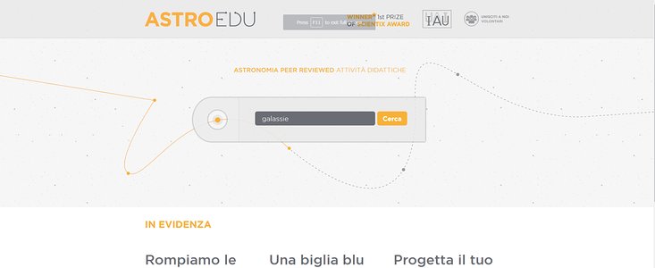 Front page of the astroEDU Italian website