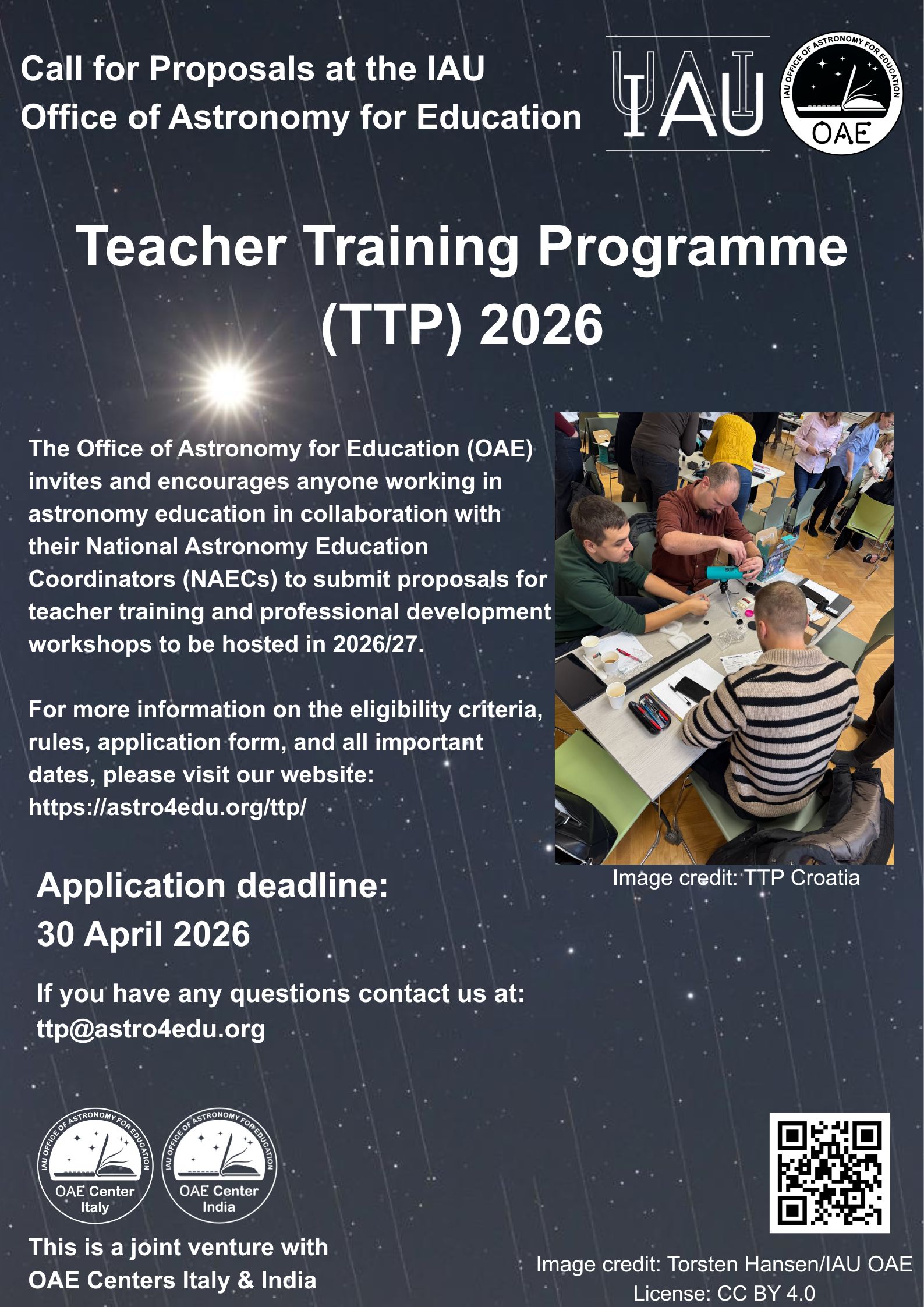 IAU OAE Teacher Training Programme 2026 flyer