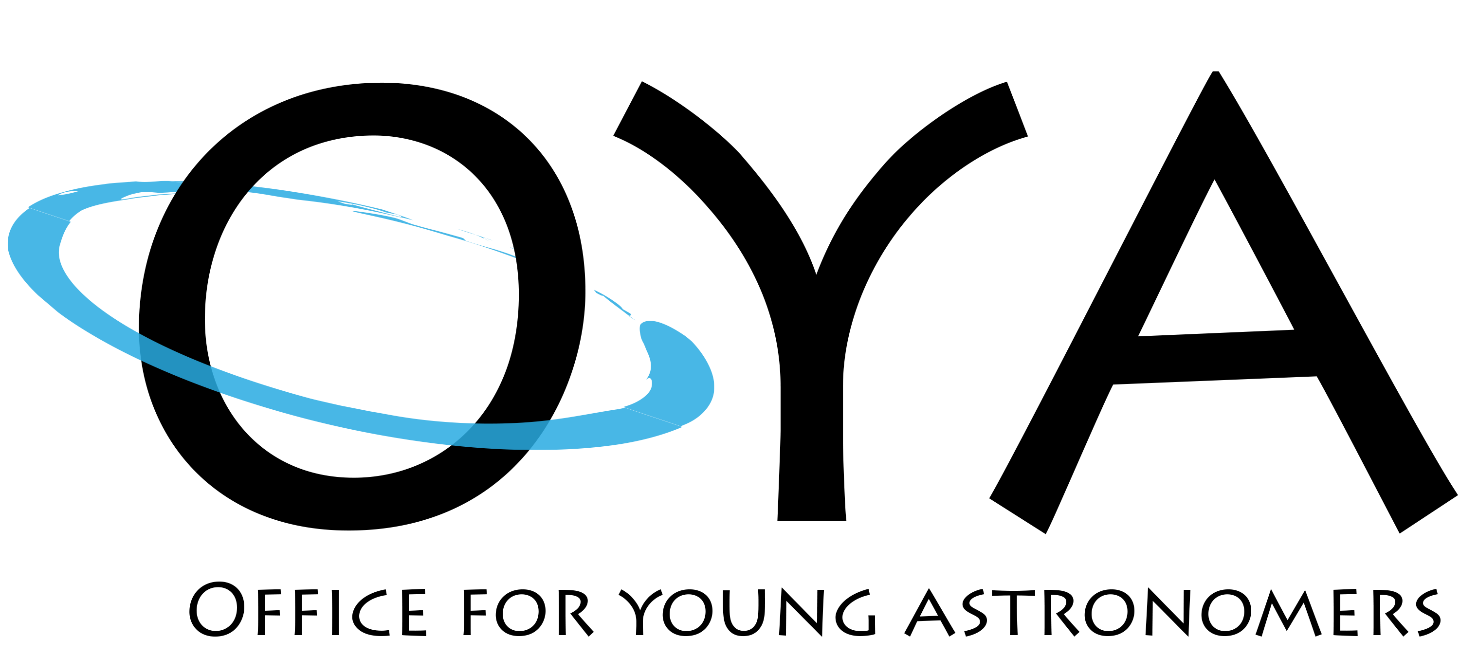 Logo of the Office for Young Astronomers. In black text are the initials O.Y.A. with 'Office for Young Astronomers' written beneath. There is a blue swirl around the letter 'O'.