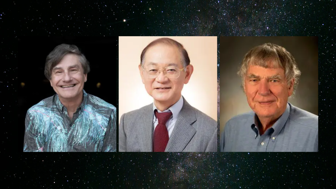Portrait photos of The 2026 Gruber Cosmology Prize winners Alexei V. Filippenko, Ken'ichi Nomoto, and Stanford Woosley