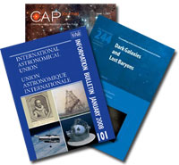 A collage of three front pages of various I.A.U. publications.