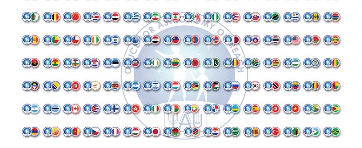 Mosaic of all the IAU National Outreach Coordinator logos