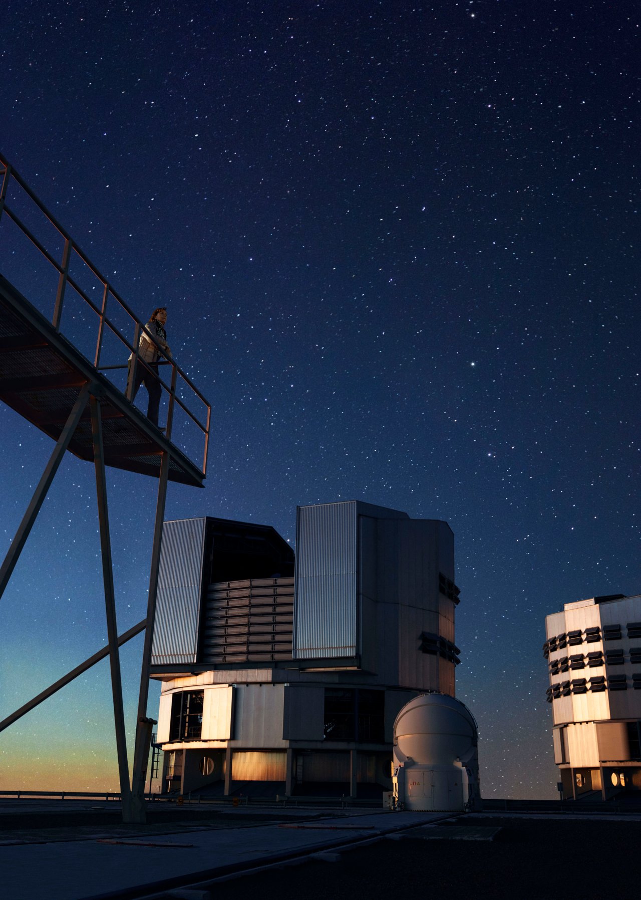 Maria Teresa Ruiz overlooking ESO’s Very Large Telescope