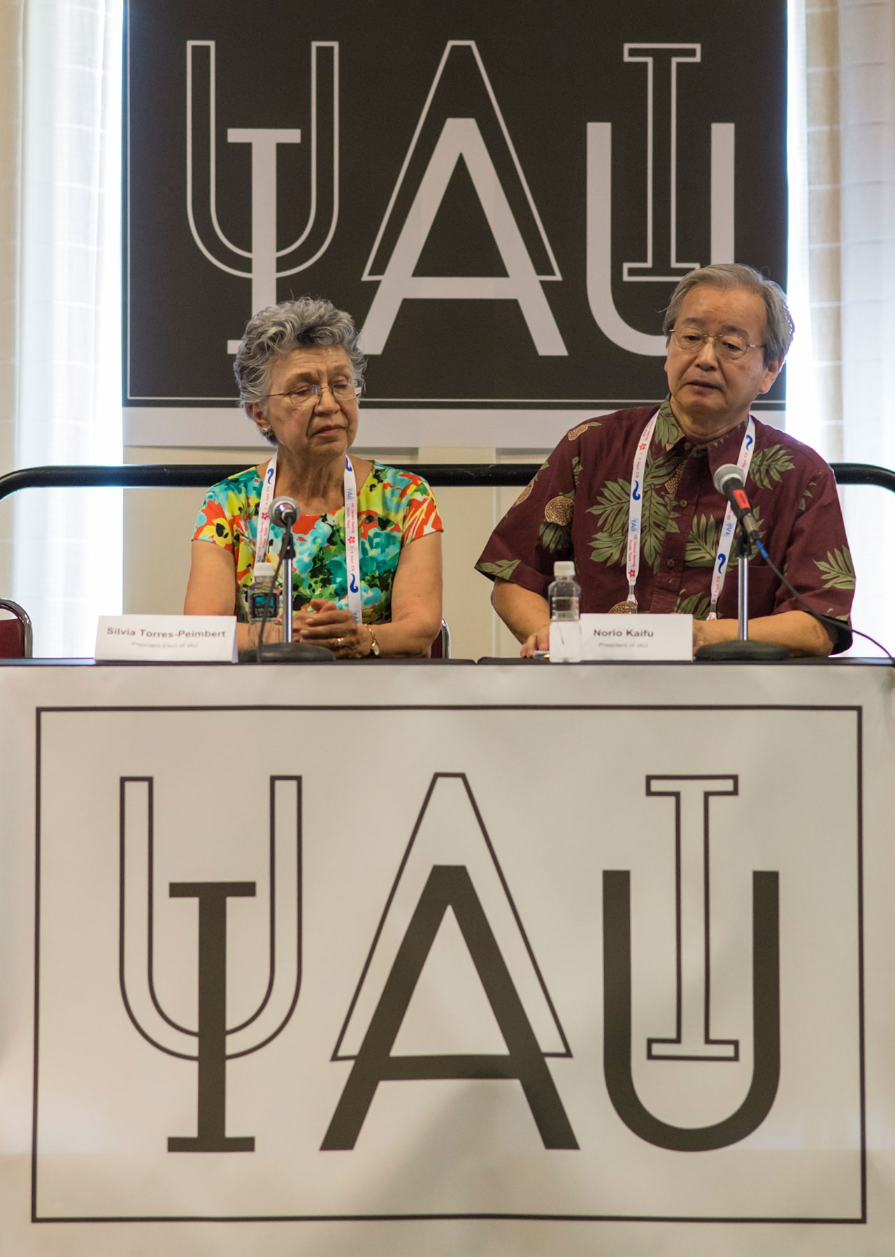 Norio Kaifu at the first press briefing of the IAU XXIX General Assembly