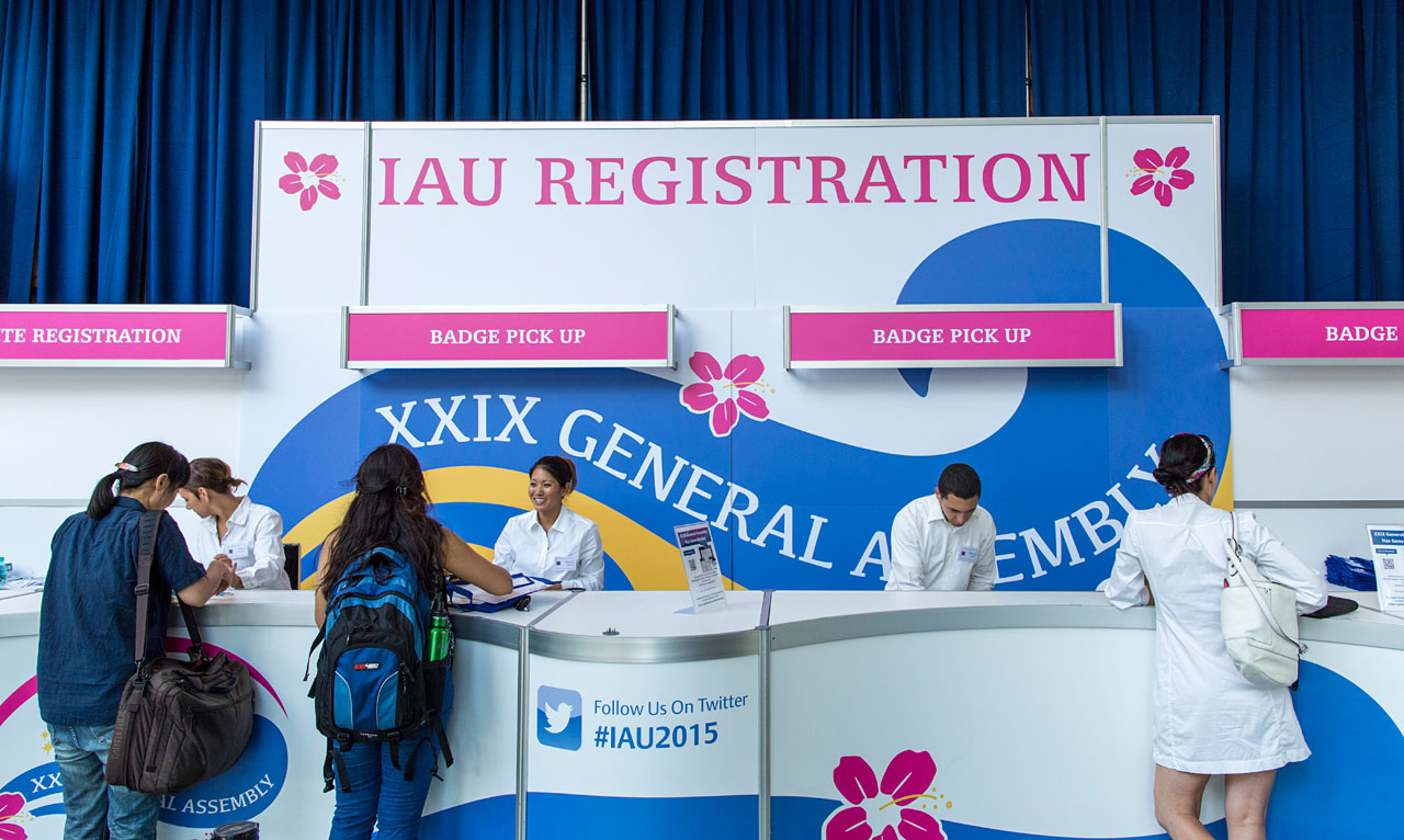 Registration area at the IAU XXIX General Assembly